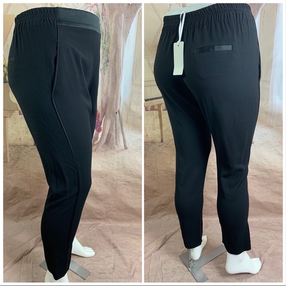 NEW LES COPAINS Virgin Wool Tuxedo Joggers in Black - Picture 6 of 13